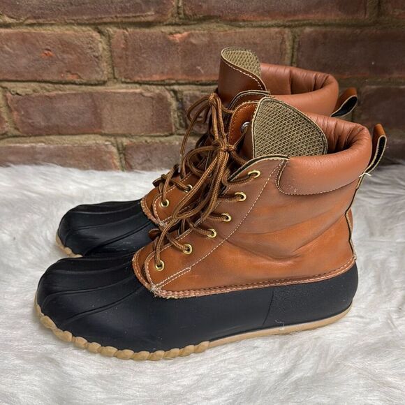 Outwoods Black & Tan Rain/Snow Boots Size 10 - Picture 1 of 9